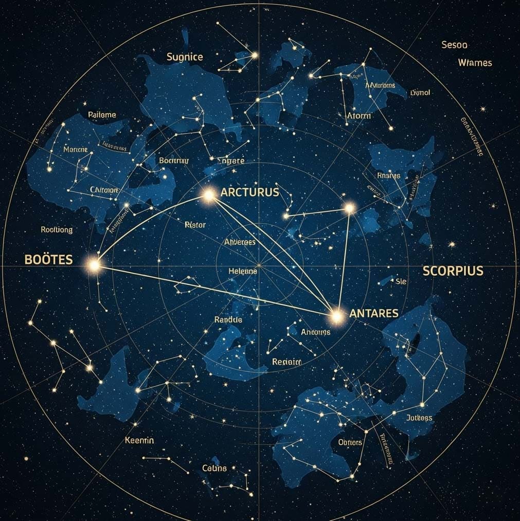 Arcturus Antares Star Map web